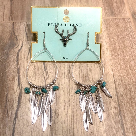 Jewelry - Boho Feather Earrings and Ring Set